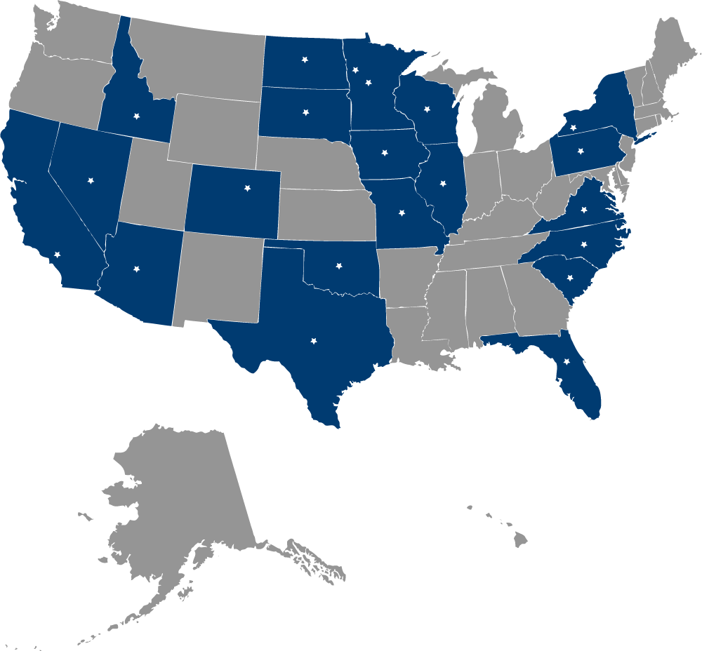 Map of our locations and where people are